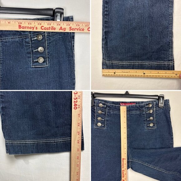 Coz Jeans Flare Leg Button Flap Closure 30x31 Women's 12 stretch dark wash Y2K - Picture 4 of 13